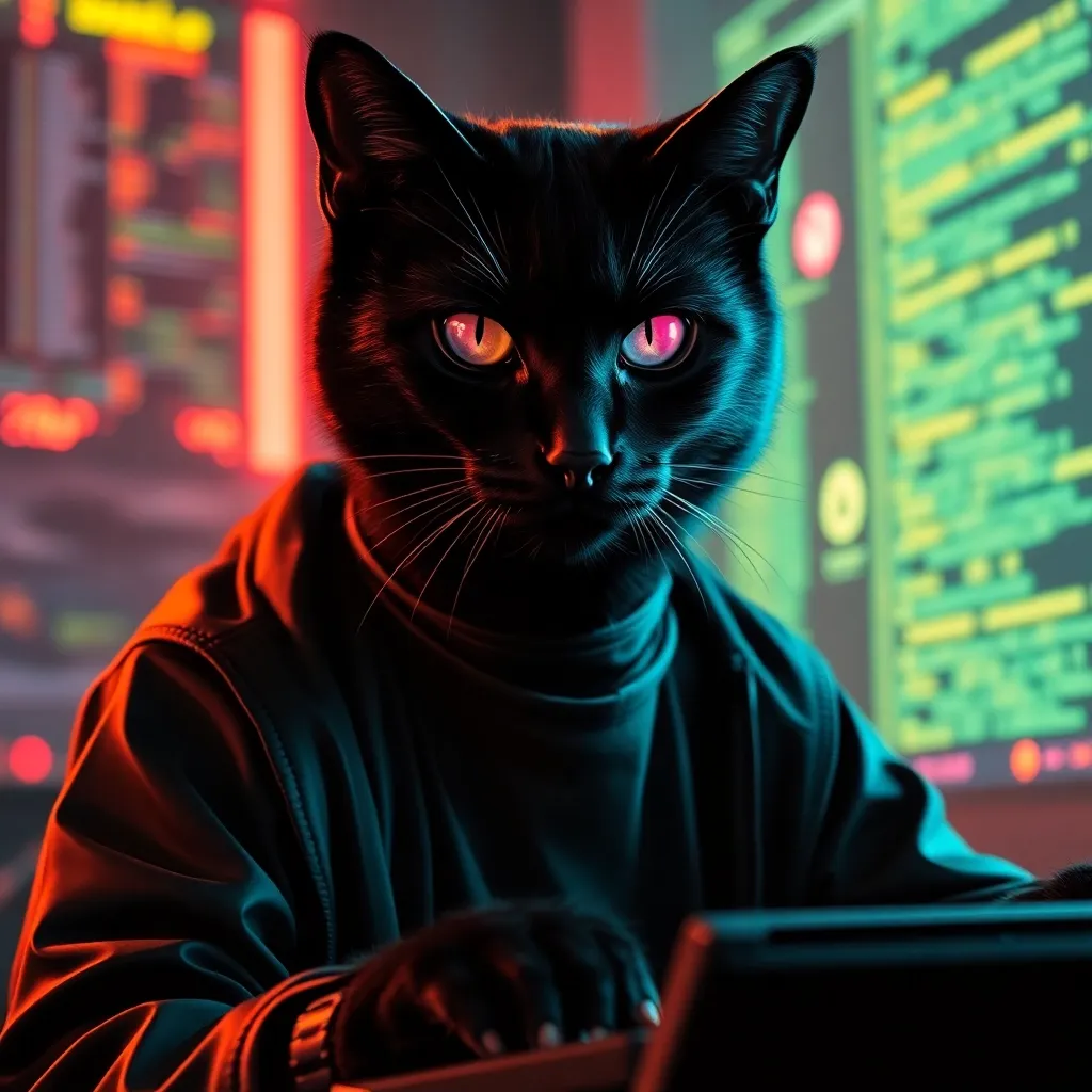 Картинка этого серьезного котика-программиста создано одной из нейросетей :) 