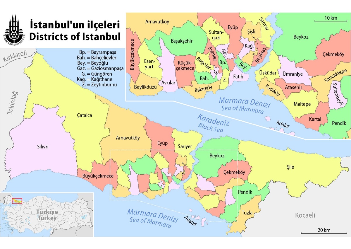 Карта районов Стамбула / istanbulharitasi360.com