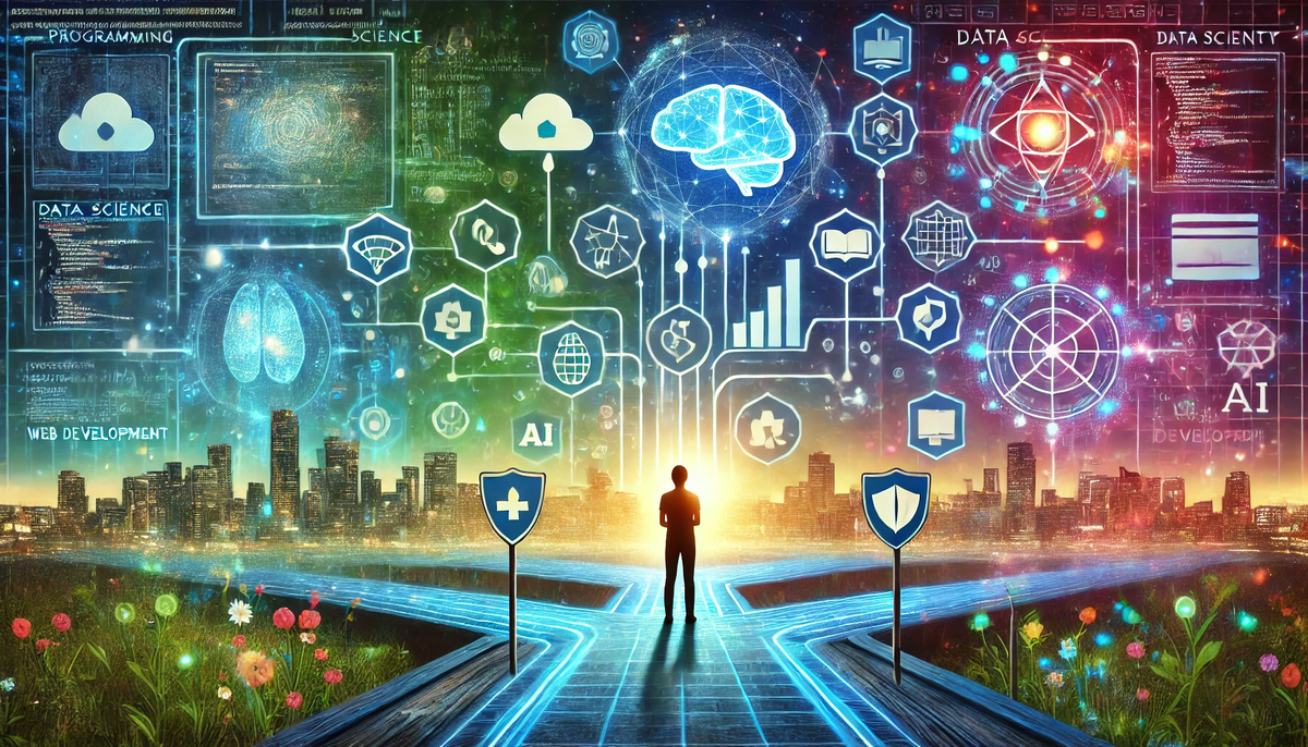 Направо пойдёшь — в фронтенд попадёшь, тебя ждать будет бесконечная верстка и баги коварные. Налево пойдёшь — на бэкенд свернёшь, в коде чужом застрянешь. Прямо пойдёшь — в Data Science попадёшь, в море данных утонешь, пока истину не найдёшь. А останешься стоять — значит, QA-тестировщиком стать судьба тебе — искать ошибки и спасать всех от поломок.