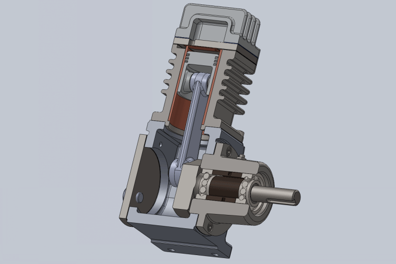 Работа двигателя поршневого компрессора