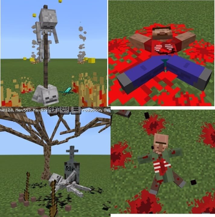 Антураж из мертвых тел из мода Реалистичные трупы для Майнкрафт ПЕ (Бедрок)