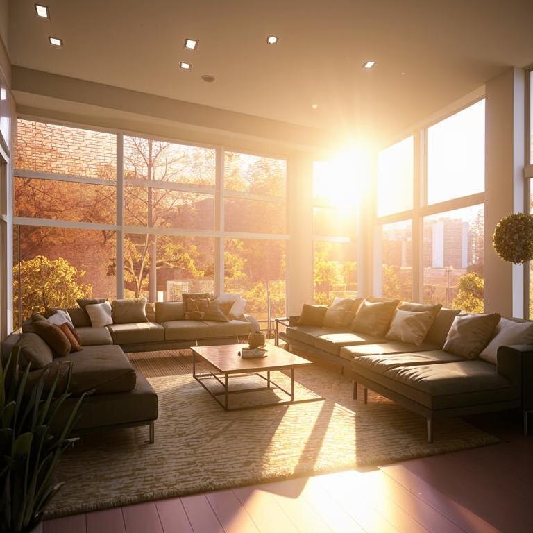 В межсезонье через большие панорамные окна поступает очень много солнечной энергии (особенно если они выходят на южную сторону) перегревая помещение.