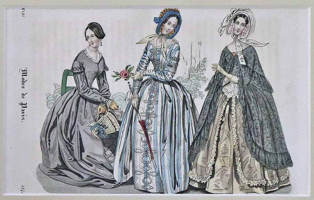 Старинная гравюра «Парижская мода», багет, стекло, Франция, 1840-е. Фото с нашего сайта dvaveka.ru