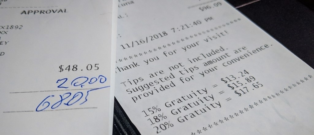 Пример чека с чаевыми