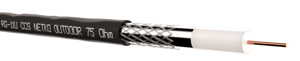 Кабель коаксиальный RG-11U, 75 Ом (CCS, оплётка 96 нитей AL), наружный, Netko Optima