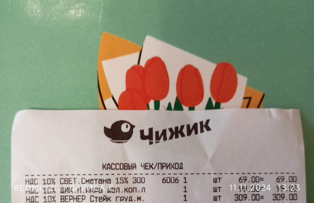 Чек из Чижика.
