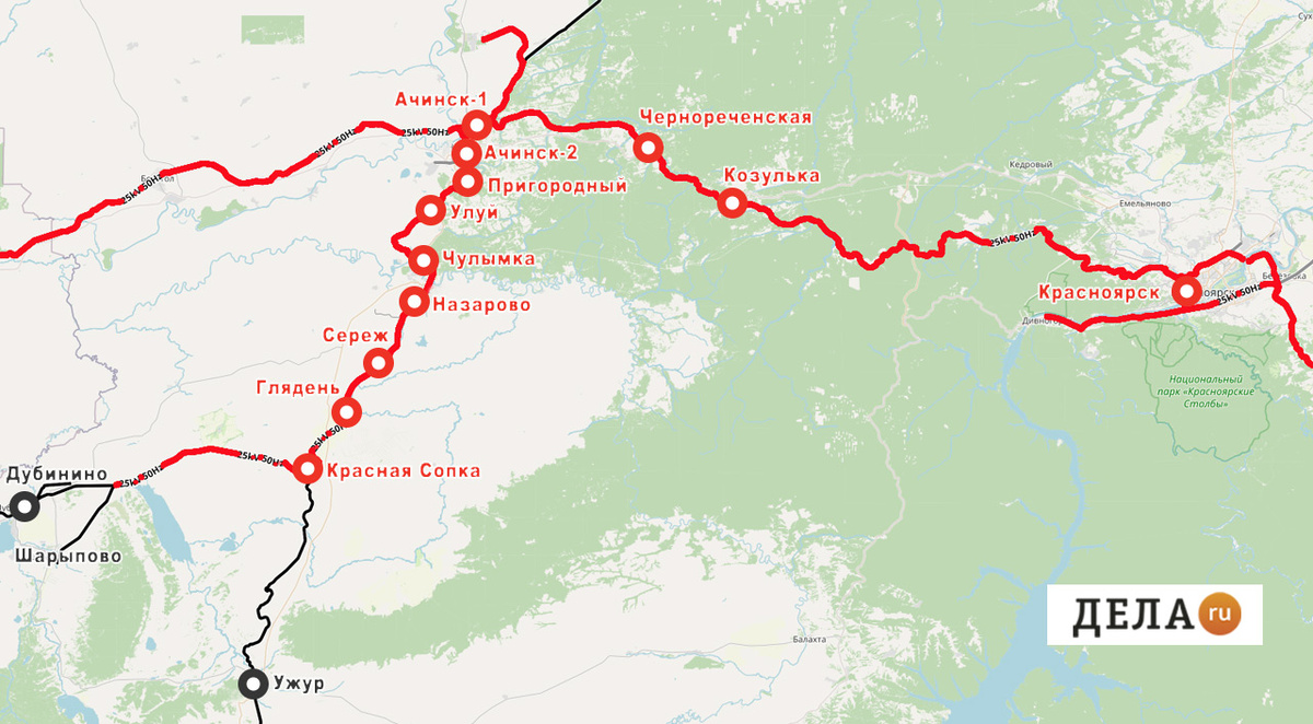     Красноярцы просили продлить маршрут до Ужура с его ЗАТО Солнечный. Но это технически невозможно: электрифицированная часть железной дороги заканчивается как раз в Красной Сопке – далее на юг до самого Абакана возможна только тепловозная тяга