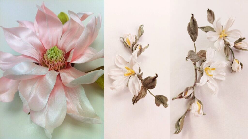 Магнолии из шёлка в японской технике - клуб цветоделия SilkFlora, дизайнер Полина Кузнецова