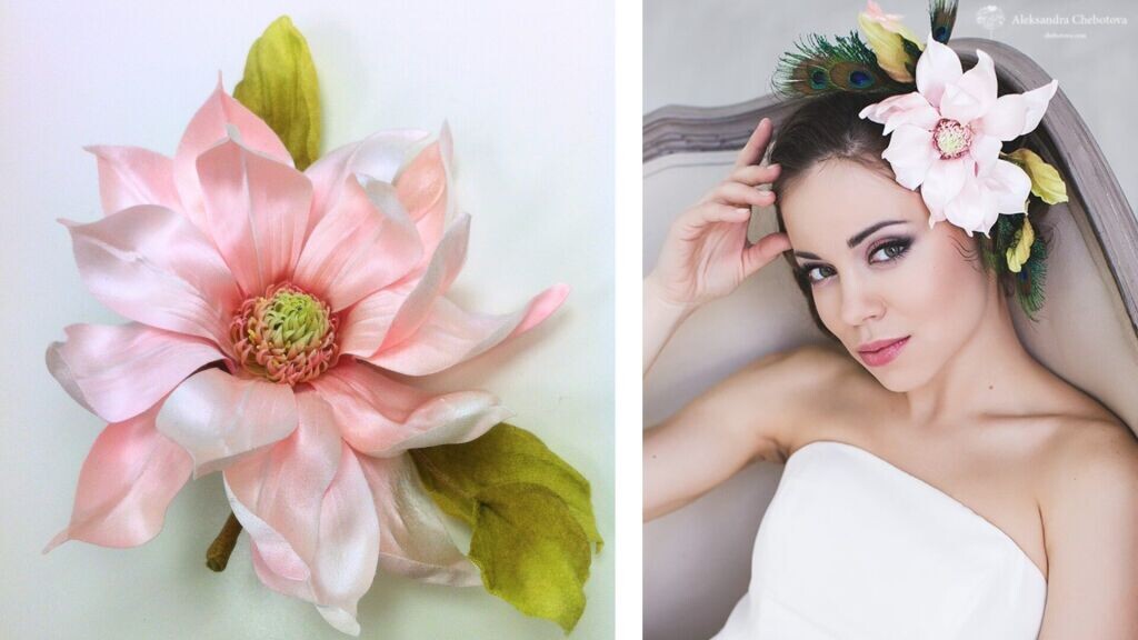 Магнолия из шёлка в клубе цветоделия SilkFlora