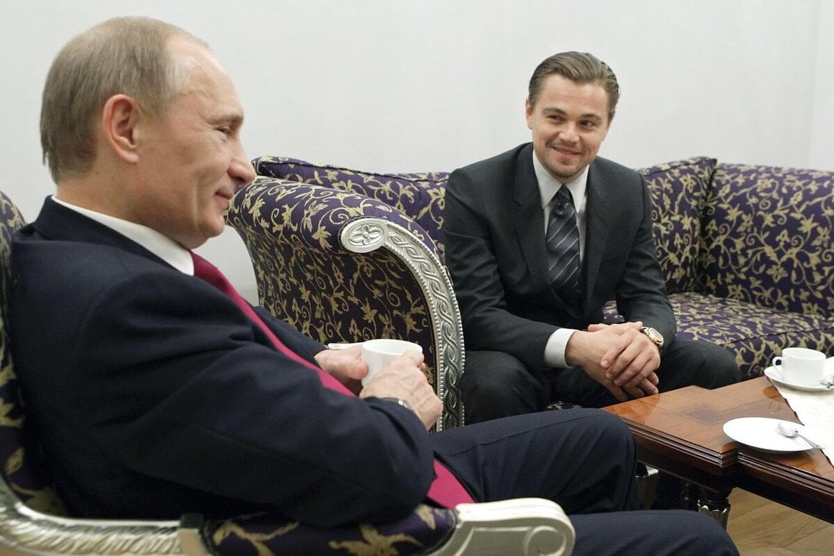    В 2010 году Леонардо ДиКаприо встречался с Владимиром Путиным в Санкт-Петербурге на Международном форуме по проблемам, связанным с сохранением тигра на Земле. Алексей Дружинин / © РИА "Новости"