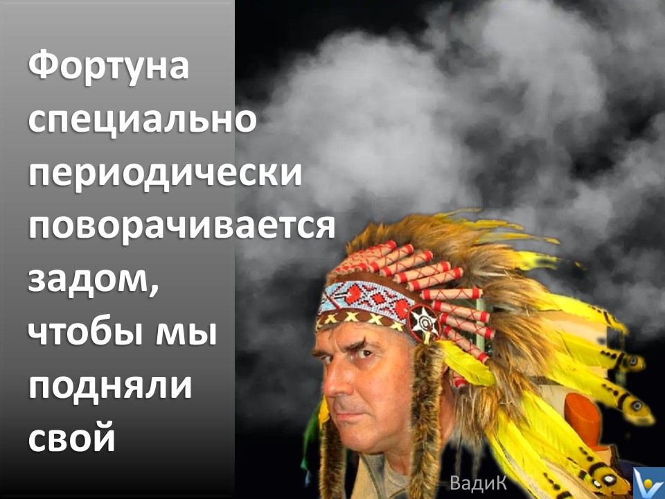 Вадим Котельников юмористическая цитата Удача специально поворачивается задом, чтобы мы подняли свой