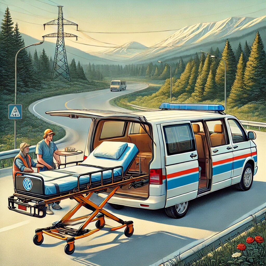 В дальней дороге обязательно делаем остановки на заправках, для кормления пациента, кратковременного отдыха и гигиенических процедур.