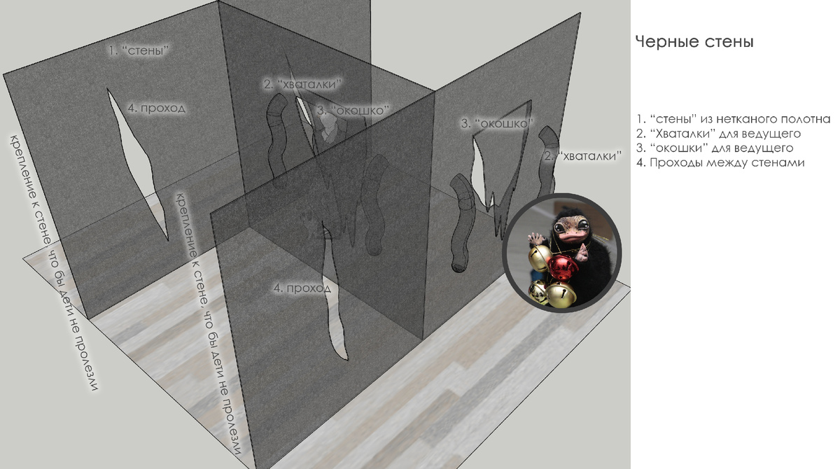 "черные" стены из нетканого полотна