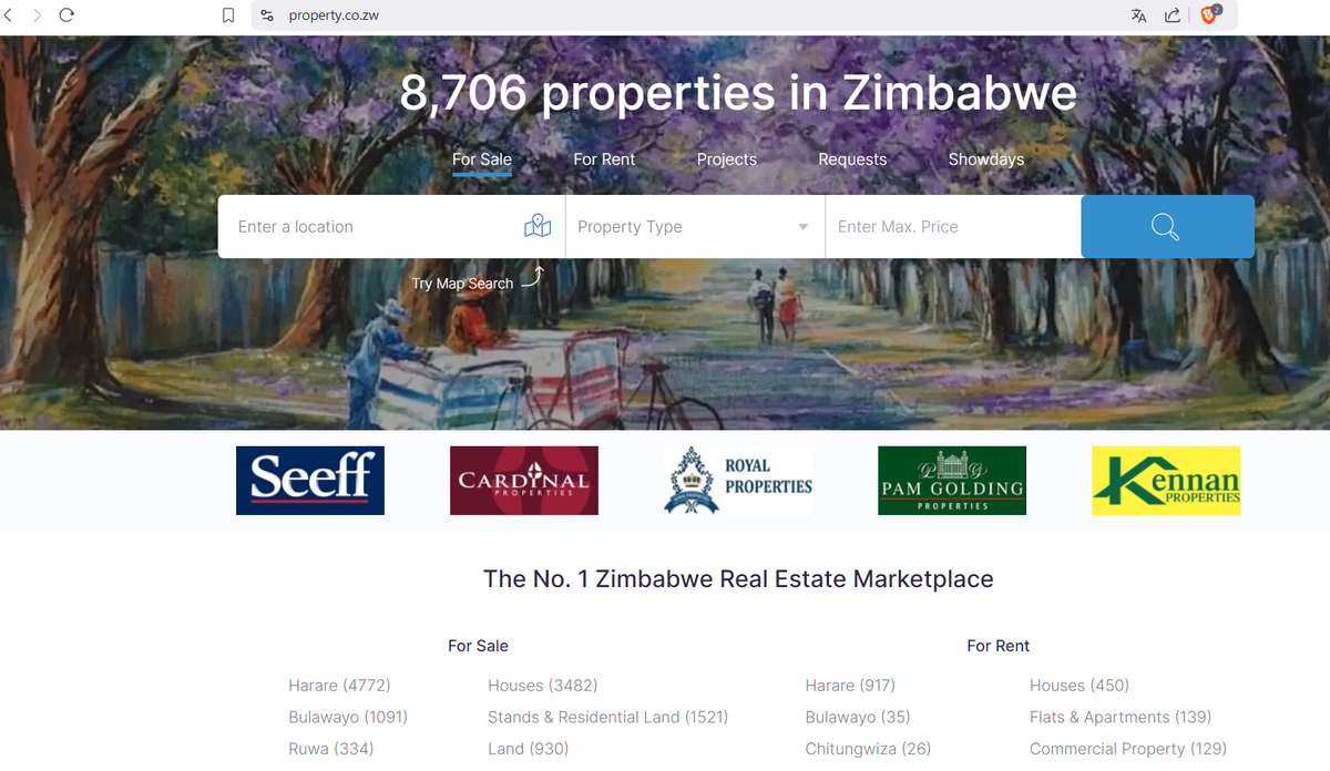 Это реальный сайт агентства недвижимости в Зимбабве