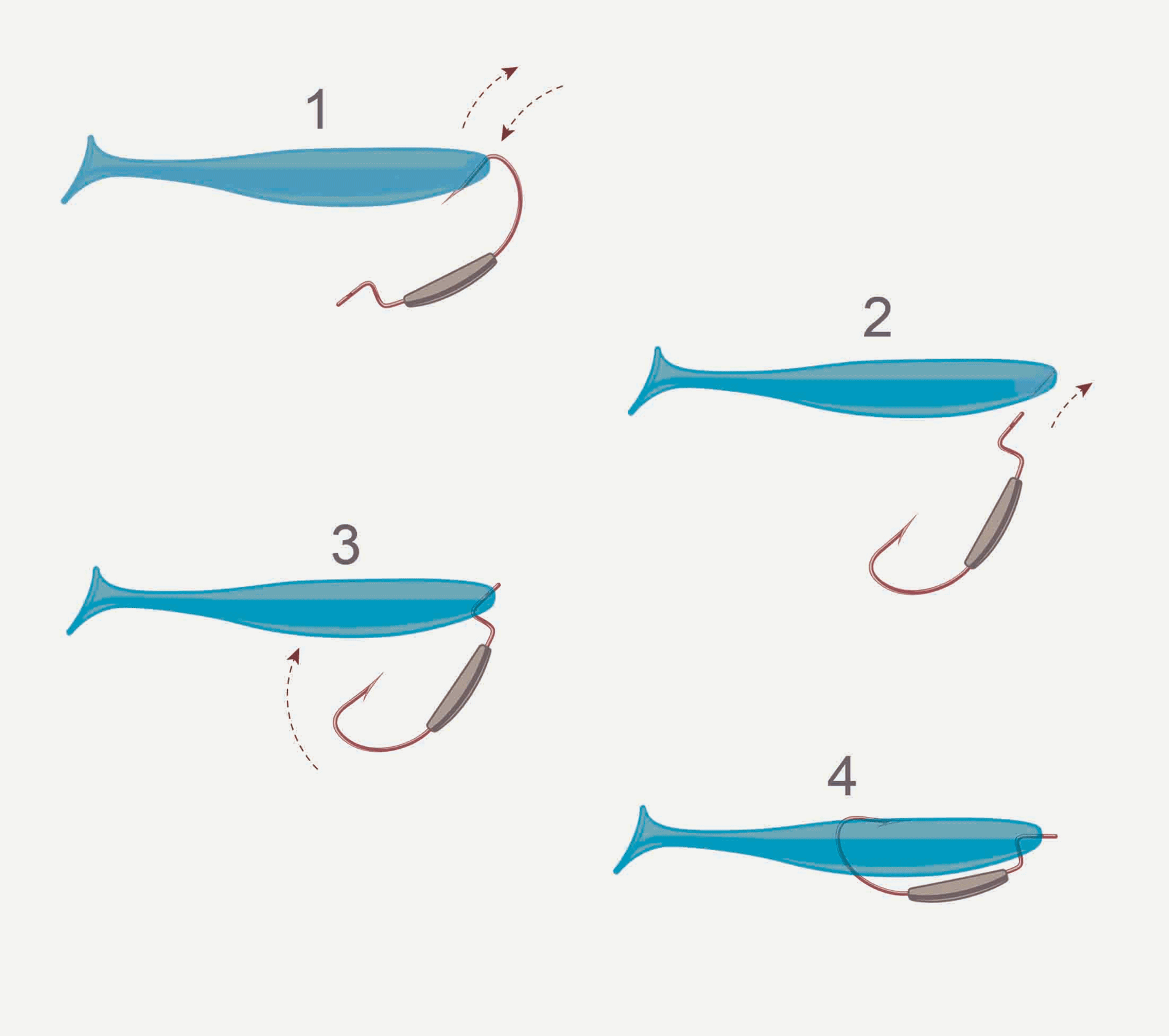 Установка утяжеленных офсетных крючков