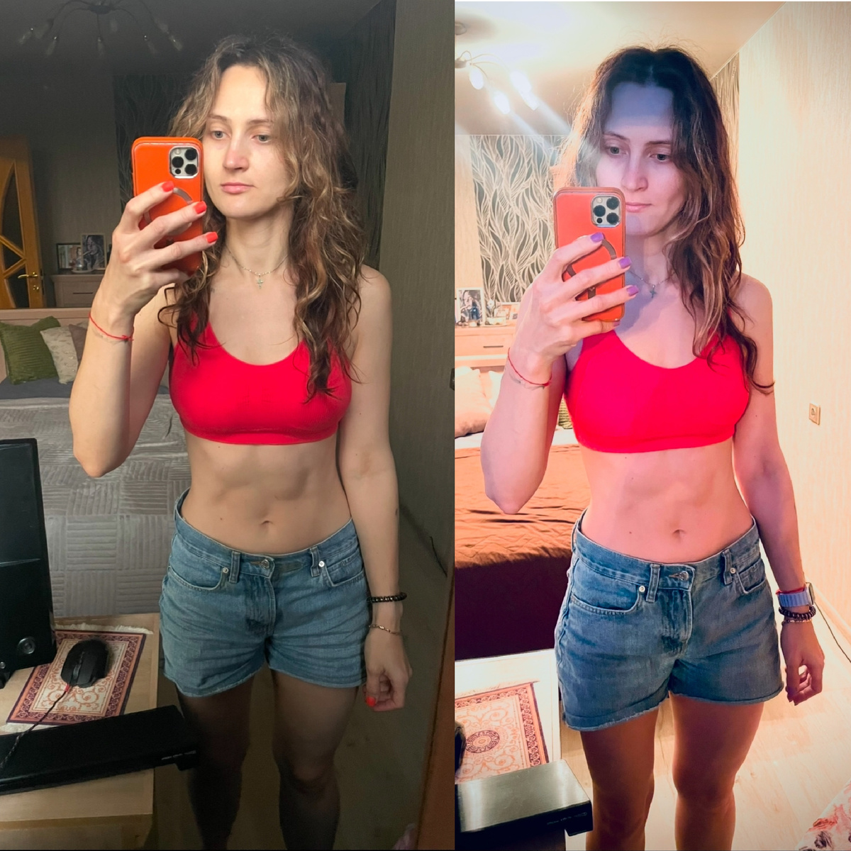 Слева - месяц отказа от сахара, справа - результат второго месяца 