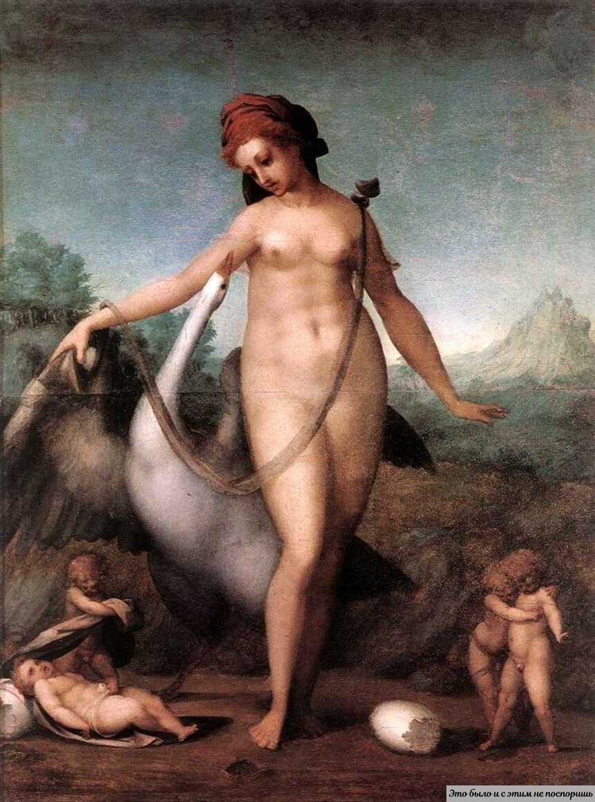 Понтормо, "Леда и лебедь". 