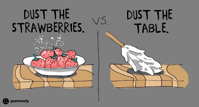 Пример контронима to dust в английском языке 