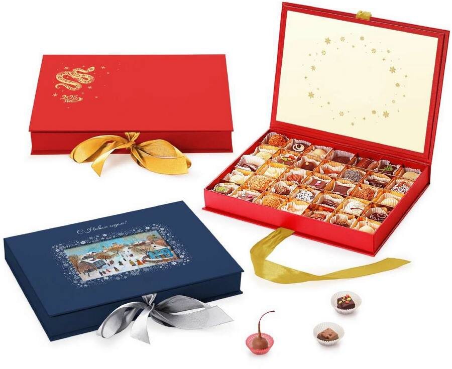 Конфеты ручной работы в дизайнерских коробках на Новый год 2025