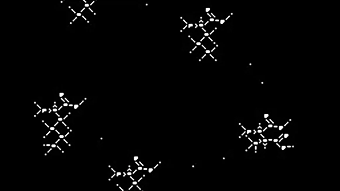 Решение космической головоломки 2023 года, расшифрованное командой отца и дочери, содержит изображение пяти аминокислот. Знак в космосе.