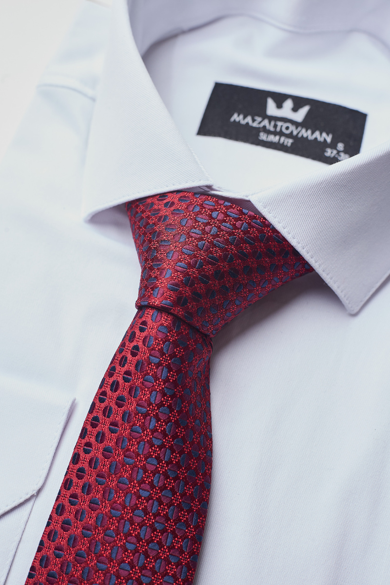 Мужская рубашка Mazaltovman slim fit в белом цвете