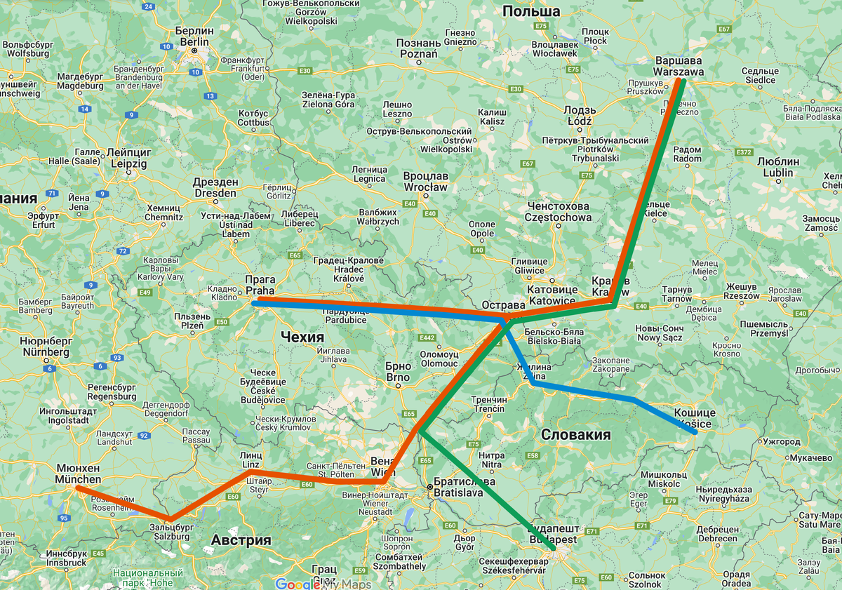 Маршруты ночных поездов