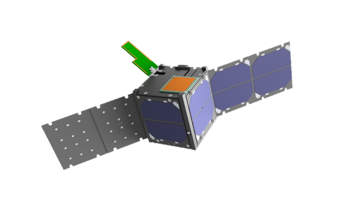 Развёрнутый кубический спутник.
