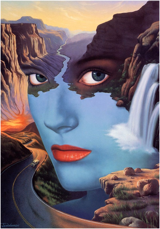 Пример неосюреализма. Американец Джим Уоррен. Женщина-водопад (очень известная серия). Художник сотрудничает с «Дисней»