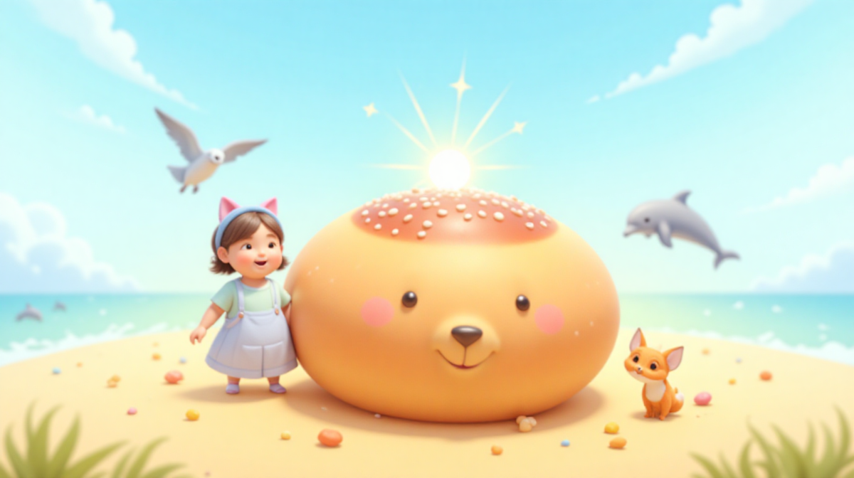 Жил-был на свете Колобок. Он был не простым колобком, а самым настоящим, сдобным, румяным и весёлым. Однажды, когда Колобок катился по лугу, он услышал издалека мелодичный звук. Заинтригованный, он покатился на звук и вскоре оказался перед загадочным лесом. 
В лесу, среди высоких деревьев и густых кустов, Колобок увидел яркое сияние. Подойдя ближе, он обнаружил волшебный шар, который плавал в воздухе, мерцая всеми цветами радуги. Шар был не просто красивым — он был магическим! Колобок с любопытством подошёл к нему.

— Привет, Колобок! — раздался из шара мелодичный голос. — Я — магический шар желаний. Если ты меня коснёшься, я исполню одно твое желание!

Колобок задумался. Он всегда мечтал о приключениях, о том, чтобы увидеть мир за пределами своего маленького домика. И вот, решившись, он коснулся шара.

— Я хочу путешествовать по всему свету! — воскликнул Колобок.

Шар засветился ярче, и в следующий момент Колобок оказался на удивительном корабле, плывущем по сказочному морю. Вокруг него кружились волшебные существа: дельфины с золотыми хвостами, морские звезды, которые пели песни, и даже русалки, танцующие в воде.

Корабль привел Колобка на необитаемый остров, где росли деревья с конфетами, а реки текли с соком. Колобок не мог поверить своим глазам! Он наслаждался сладостями, но вскоре понял, что хочет поделиться этим чудесным местом с друзьями.

Он снова коснулся магического шара и сказал:

— Я хочу, чтобы мои друзья: Маша, Ваня и Лисичка, пришли ко мне на остров!

Шар снова засиял, и вскоре на острове появились его друзья. Они радостно обняли Колобка и начали веселиться вместе. Они строили песчаные замки, ловили рыбок и устраивали конкурсы на лучшее угощение.

Но однажды, когда они собирались возвращаться домой, Колобок заметил, что волшебный шар начал тускнеть. Он понял, что у шара есть предел возможностей. Колобок и его друзья решили, что они должны использовать последние мгновения волшебства с умом.

— Давайте загадаем одно общее желание! — предложила Лисичка. — Пусть этот остров станет местом, куда мы сможем приходить снова и снова.

Все согласились, и Колобок коснулся шара в последний раз.

— Пусть этот остров будет нашим тайным местом! — произнес он.

Шар засветился и исчез в ярком свете, оставив за собой только легкое облачко волшебной пыли. Но остров остался, и теперь он стал их волшебным местом, куда они могли приходить в любое время.

С тех пор Колобок и его друзья часто собирались на этом острове, где смех и радость никогда не угасали. Они знали, что настоящая магия — это дружба и приключения, которые они переживали вместе.

И жили они долго и счастливо, наслаждаясь каждым мгновением своего волшебного острова.