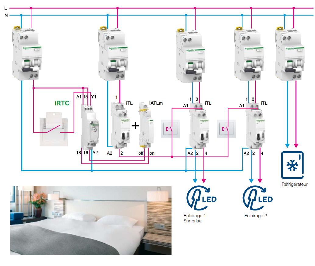 Схема управления освещением с помощью импульсного реле