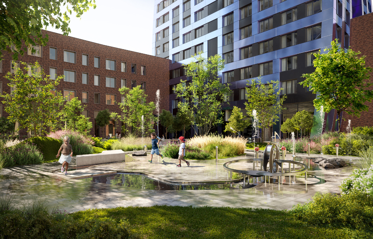 Во дворе Level Южнопортовая будут тематические зоны. Например, цветочный сад, пустыня, поле и хвойный лес