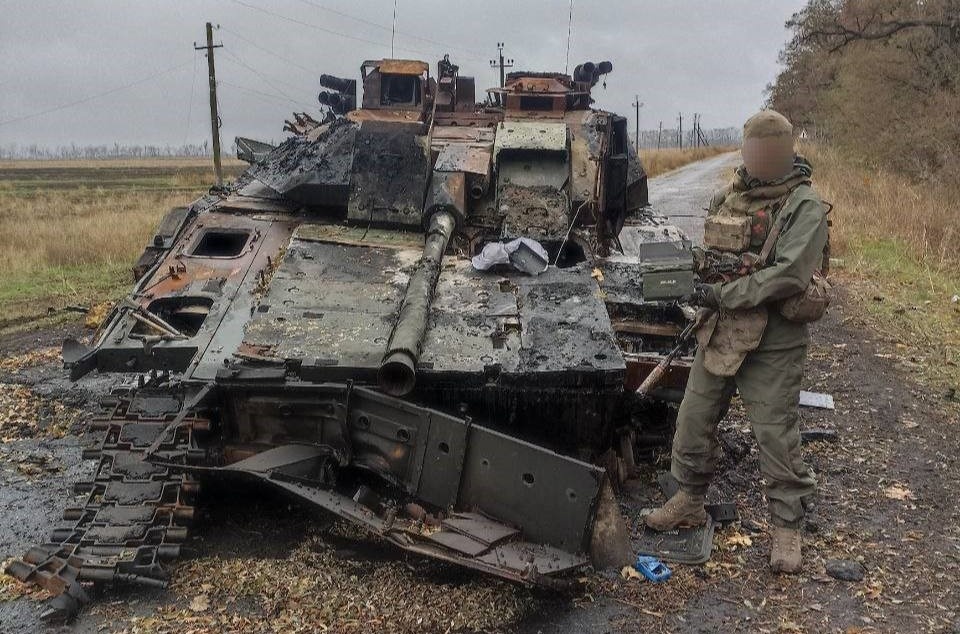 Уничтоженная БМП CV9040 ВСУ в районе населённого пункта Весёлое в Курской области, источник – Телеграм-канал Осведомитель