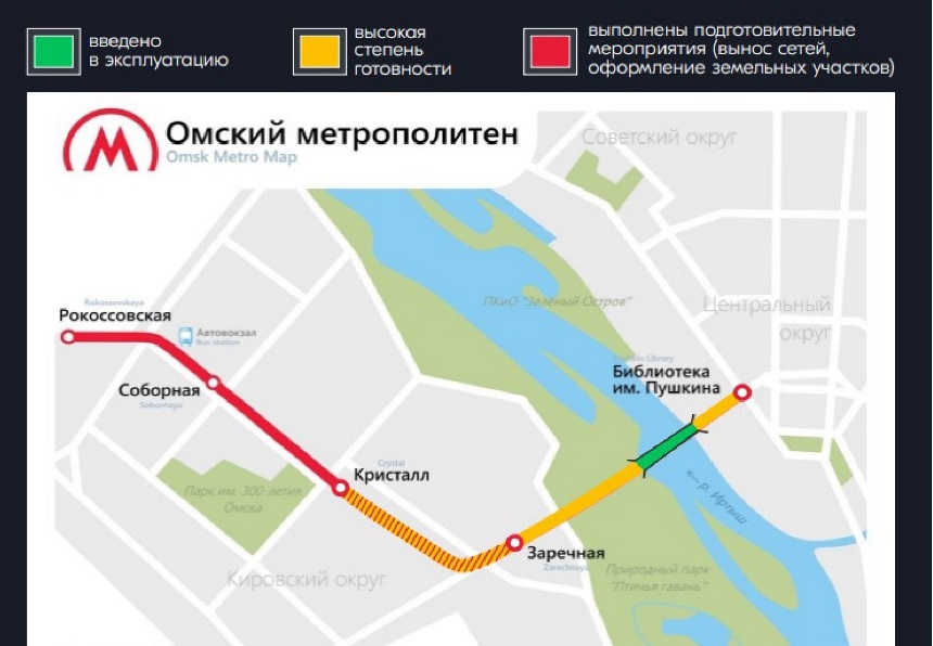 Схема выполненных работ на пусковом участке омского метрополитена