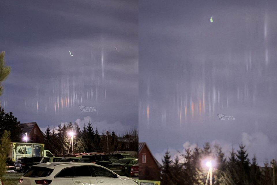    Солнечные столбы в небе над Новосибирском. Источник: Телеграм-канал ACT-54 Black