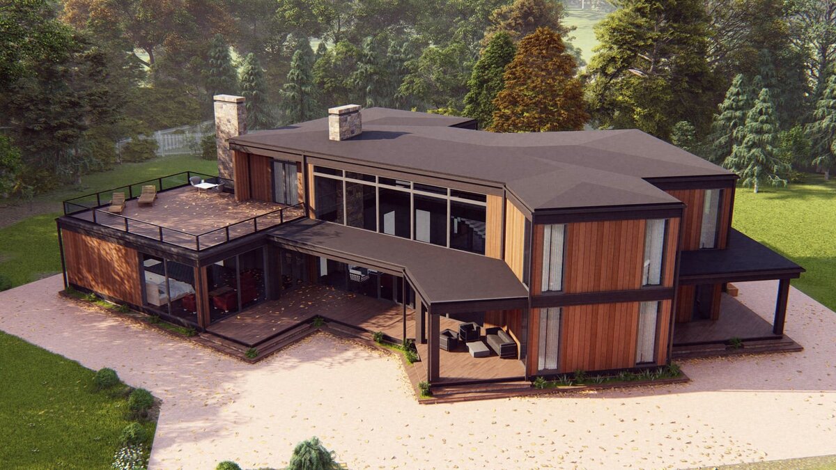 Загородный дом из вертикального бруса по проекту "Хаапала" компании NATURI