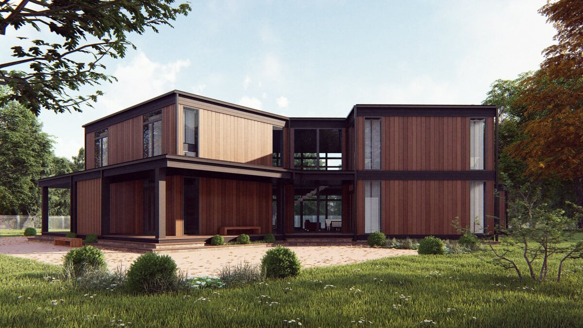 Обзор внешнего оформления загородного дома "Хаапала" компании NATURI