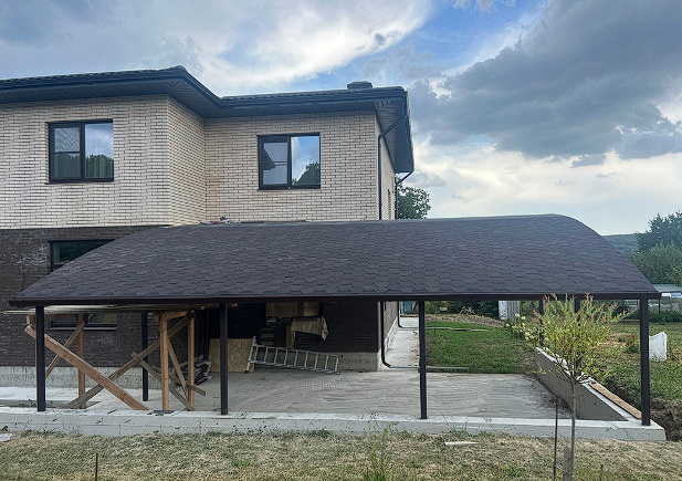 ЕСС Групп: Арочный навес покрытие мягкая кровля .