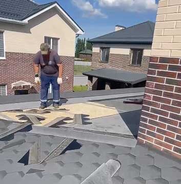 ЕСС Групп: монтаж мягкой кровли навеса