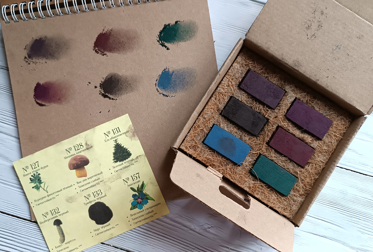 набор пастели и выкраска цветов.