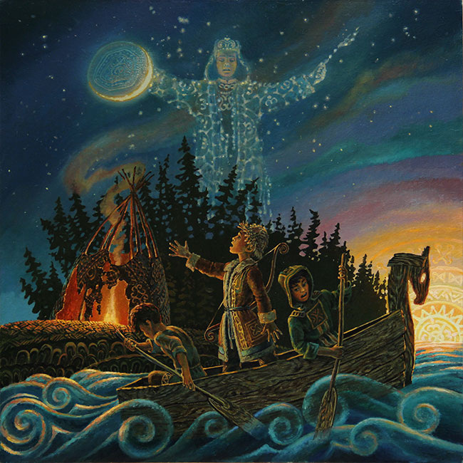 Иллюстрация к юкагирской сказке. Рисунок Георгия Инешина