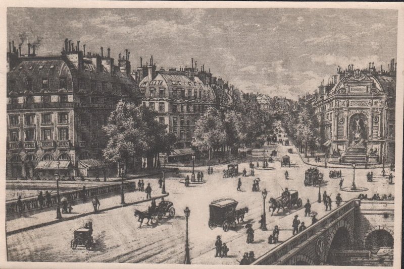 Париж. Вид на мост, площадь и бульвар Сен-Мишель. Воспроизведено с издания - Рэймонд, Джордж Лэнсинг. 1895 г. 