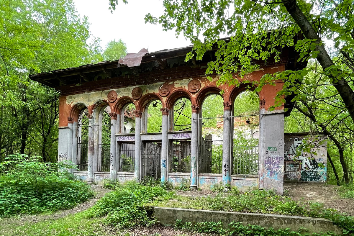 Руины кафе "Лето" в Измайловском парке. Вид на главный фасад. 