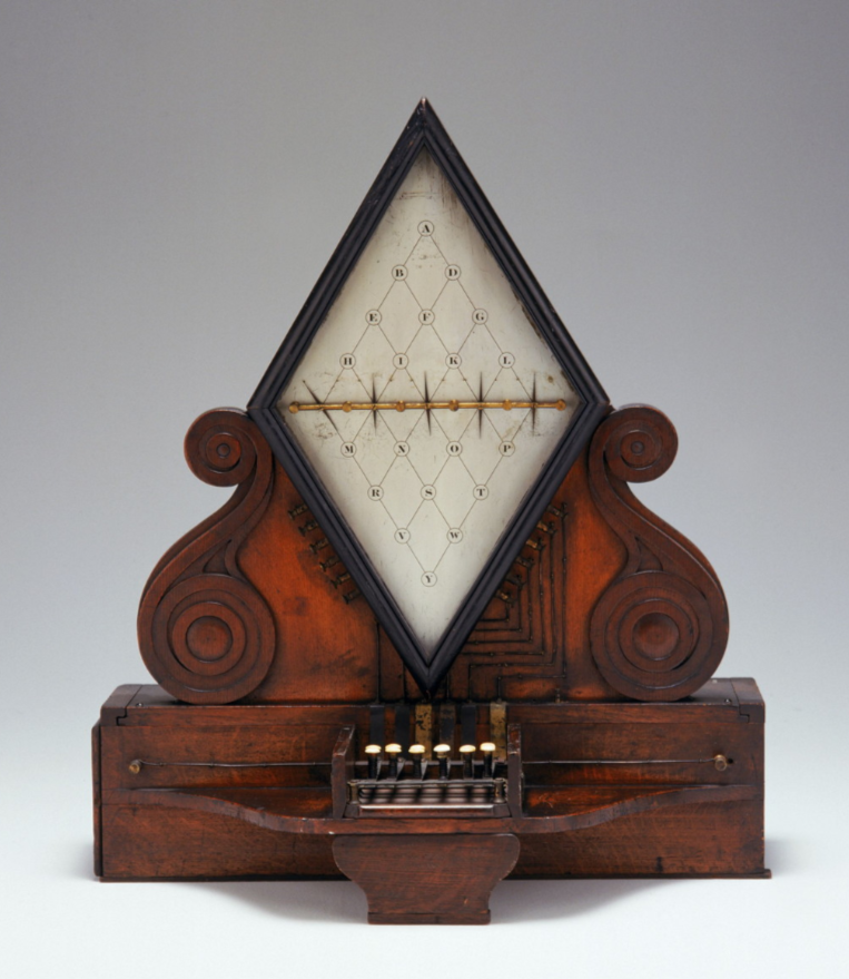 один из немногих сохранившихся экземпляров 5-игольчатого телеграфа Кука и Уитстона. Примерно 1839 год.