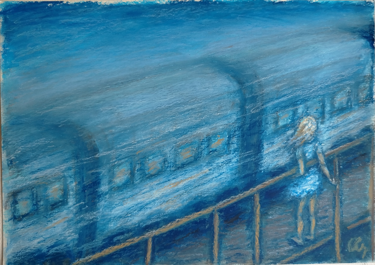 "Притяжение" Хазова/Попова Оксана, масляная пастель/бумага