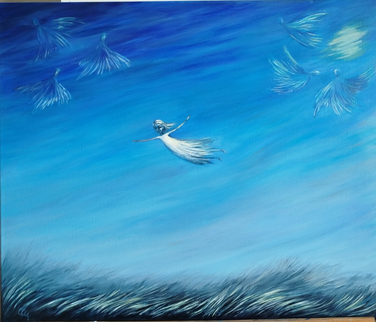 "Лето с мотыльками" Хазова/Попова Оксана 2024, акрил/холст 50*60 см