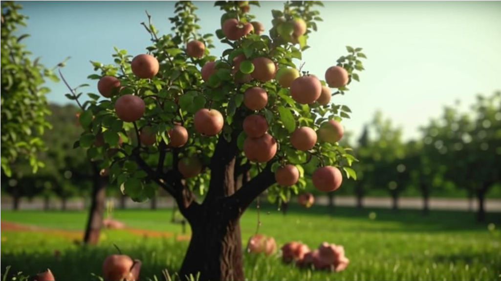 Яблоня в саду 
