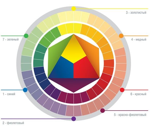 Колористический круг. Фиолетовый и голубой шампунь.
