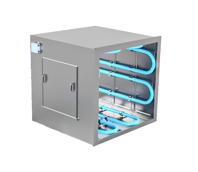 Бактерицидная секция со встроенными УФ лампами и дверцей для обслуживания.