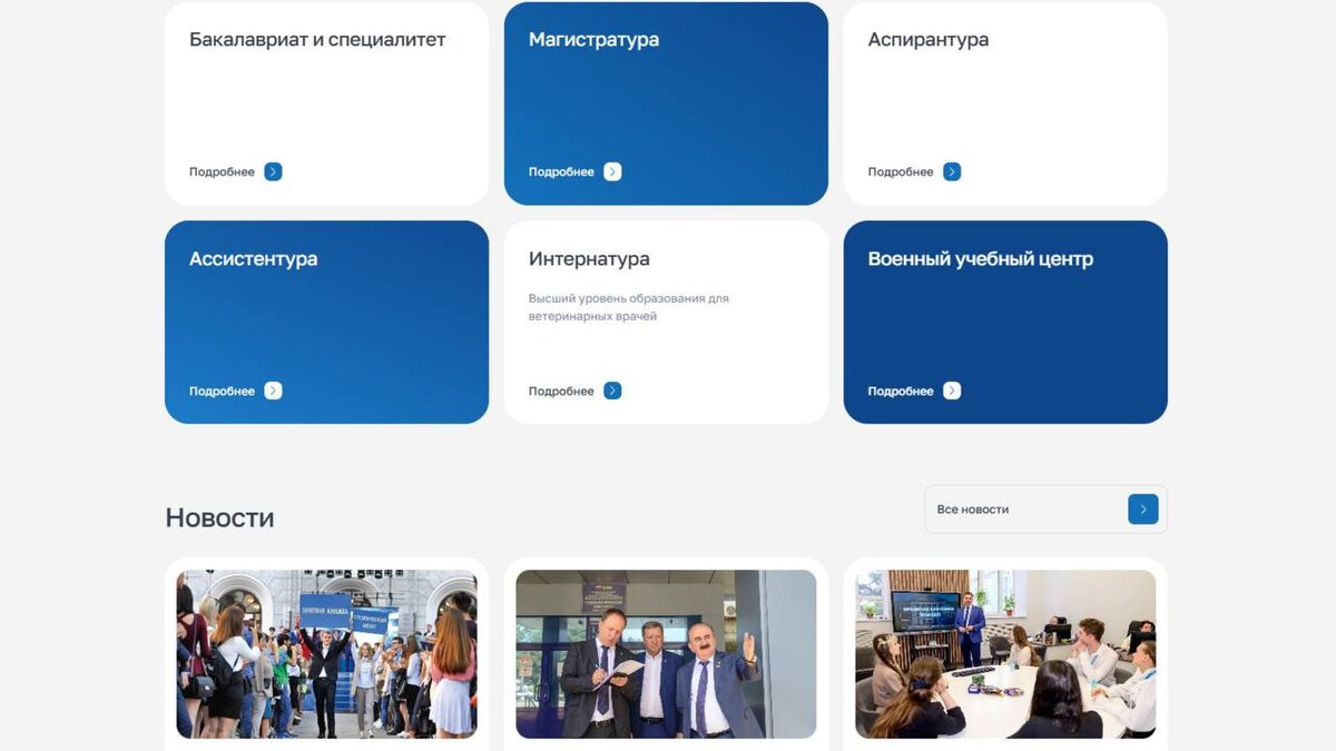 Информация об уровнях образования.