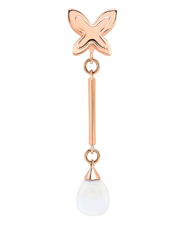 Подвеска для серег MIMI Lolipop из розового золота с белым агатом